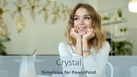  Presentation with cappuccino - Cool new PPT layouts with young-smiling-female-in-casualwear backdrop and a lemonade colored foreground