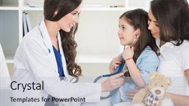  Presentation with pediatrics toddler and doctor - Colorful slide set enhanced with young smiling female pediatrician doctor backdrop and a lemonade colored foreground