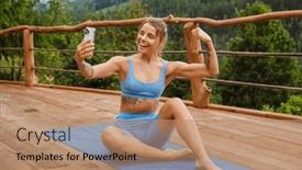  Presentation with workout - Slides consisting of young-smiling-fitness-woman background and a coral colored foreground