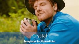  Presentation with hot tea - PPT theme enhanced with young-smiling-ginger-man-wearing background and a teal colored foreground