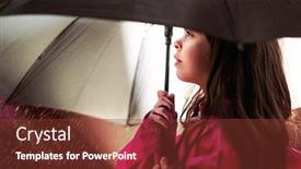  Presentation with under umbrella - PPT theme enhanced with young-smiling-girl-under-umbrella background and a tawny brown colored foreground