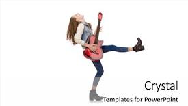  Presentation with guitar - Cool new slides with young smiling girl with guitar backdrop and a white colored foreground