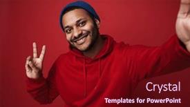  Presentation with peace - Presentation theme having young-smiling-indian-man-wearing background and a wine colored foreground