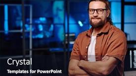  Presentation with support - Theme consisting of young-smiling-male-it-support background and a wine colored foreground