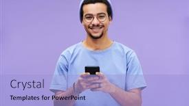  Presentation with scrolling - Presentation theme having young-smiling-man-in-blue background and a light blue colored foreground