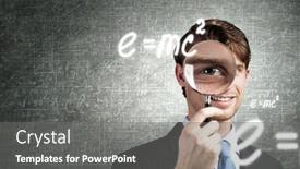  Presentation with looking glass - Cool new presentation theme with young-smiling-man-looking backdrop and a gray colored foreground