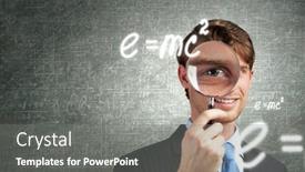  Presentation with looking glass - Presentation design with young-smiling-man-looking background and a gray colored foreground