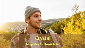  Presentation with hot tea - Presentation theme having young-smiling-man-tourist background and a  colored foreground