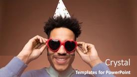  Presentation with race - Theme with young-smiling-mixed-race-man background and a red colored foreground