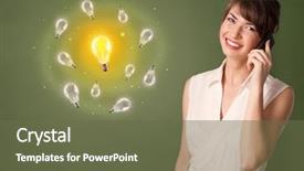  Presentation with new idea innovation - Colorful PPT theme enhanced with young smiling person presenting new backdrop and a  colored foreground