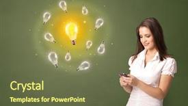  Presentation with young - PPT theme featuring young smiling person presenting new background and a  colored foreground