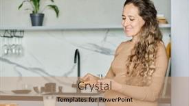  Presentation with pregnant woman - Presentation design enhanced with young-smiling-pregnant-woman-spreading background and a  colored foreground