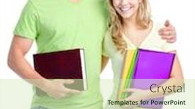  Presentation with teens - Slide deck having young smiling students teens over white background background and a soft green colored foreground