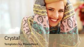  Presentation with young business woman smile show - Presentation consisting of young smiling woman in colourful background and a  colored foreground