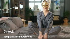  Presentation with golden woman - Theme having young-smiling-woman-in-silk background and a gray colored foreground