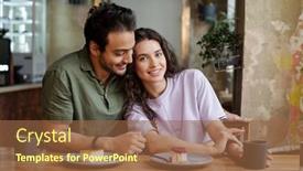  Presentation with young woman - Presentation consisting of young-smiling-woman-looking background and a tawny brown colored foreground