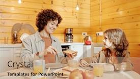  Presentation with peanut butter - PPT layouts featuring young-smiling-woman-spreading-peanut background and a coral colored foreground
