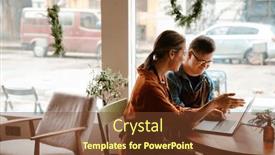  Presentation with employee training - PPT layouts having young-smiling-woman-wearing-apron background and a tawny brown colored foreground