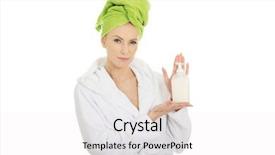  Presentation with cannoli cream - Presentation with young smiling woman with cream background and a  colored foreground