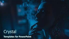  Presentation with blue night - Presentation theme consisting of young-smoking-woman-dark-night background and a navy blue colored foreground