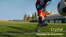  Presentation with goal ball - Slide deck enhanced with young-soccer-goalie-starting-game background and a tawny brown colored foreground