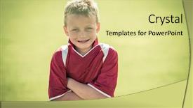  Presentation with youth - Beautiful slide set featuring young soccer player posing backdrop and a  colored foreground