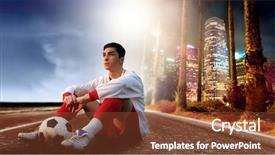 Presentation with soccer - Amazing presentation theme having young soccer player backdrop and a tawny brown colored foreground