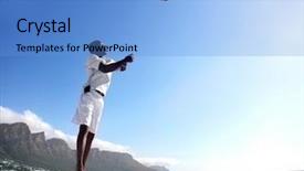  Presentation with camp - Presentation having young soccer player background and a light blue colored foreground