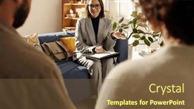  Presentation with social worker - Presentation with young-social-worker-in-suit background and a tawny brown colored foreground