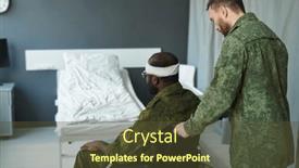  Presentation with medical therapy - Theme featuring young-soldier-in-camouflage-pushing background and a tawny brown colored foreground