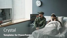  Presentation with hospital bed - Slides with young-soldier-in-military-uniform background and a  colored foreground