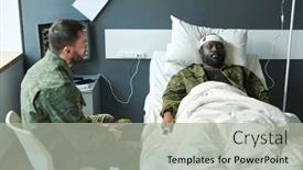  Presentation with coma - PPT theme enhanced with young-soldier-in-military-uniform background and a light gray colored foreground