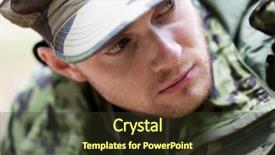  Presentation with bombing war - Colorful PPT layouts enhanced with young soldier in military backdrop and a tawny brown colored foreground