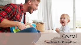  Presentation with ukulele - PPT theme having young son at home close background and a coral colored foreground