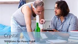  Presentation with alcoholic - Audience pleasing slides consisting of young-son-student-and-dad backdrop and a light blue colored foreground