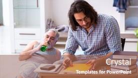  Presentation with alcoholic - Slide deck with young-son-student-and-dad background and a red colored foreground