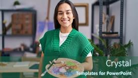  Presentation with asian - Theme having young-south-asian-woman-holding background and a  colored foreground