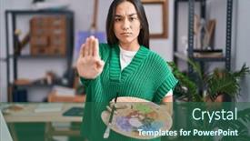  Presentation with defense - Presentation featuring young-south-asian-woman-holding background and a ocean colored foreground