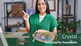  Presentation with asian - Presentation enhanced with young-south-asian-woman-holding and a  colored foreground