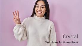  Presentation with asian - PPT theme featuring young-south-asian-woman-standing background and a light gray colored foreground