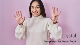  Presentation with asian - Slide deck featuring young-south-asian-woman-standing background and a soft green colored foreground