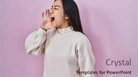  Presentation with asian - Presentation theme with young-south-asian-woman-standing background and a  colored foreground