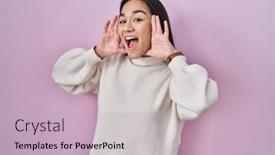  Presentation with asian - Presentation design having young-south-asian-woman-standing background and a soft green colored foreground