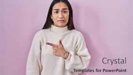  Presentation with asian - Presentation design enhanced with young-south-asian-woman-standing background and a  colored foreground