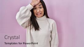  Presentation with asian - Presentation consisting of young-south-asian-woman-standing background and a light gray colored foreground