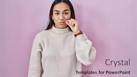  Presentation with lips mouth - Presentation design with young-south-asian-woman-standing background and a soft green colored foreground