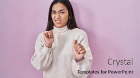  Presentation with asian - Presentation theme with young-south-asian-woman-standing background and a soft green colored foreground