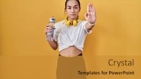  Presentation with sing - Presentation theme consisting of young-south-asian-woman-wearing background and a  colored foreground