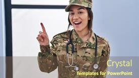  Presentation with asian - Slide set enhanced with young-south-asian-woman-wearing background and a tawny brown colored foreground