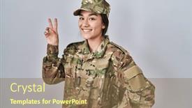  Presentation with army - PPT theme enhanced with young-south-asian-woman-wearing background and a coral colored foreground